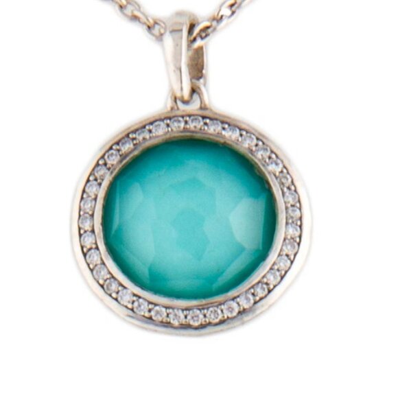 IPPOLITA SS QUARTZ TURQUOISE DOUBLET & DIAMOND LOLLIPOP PENDANT NECKLACE